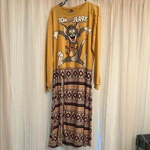 Tom and Jerry Graphic Long Sleeve Dress